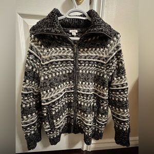 L.L.Bean Cable Knit Zip Cardigan